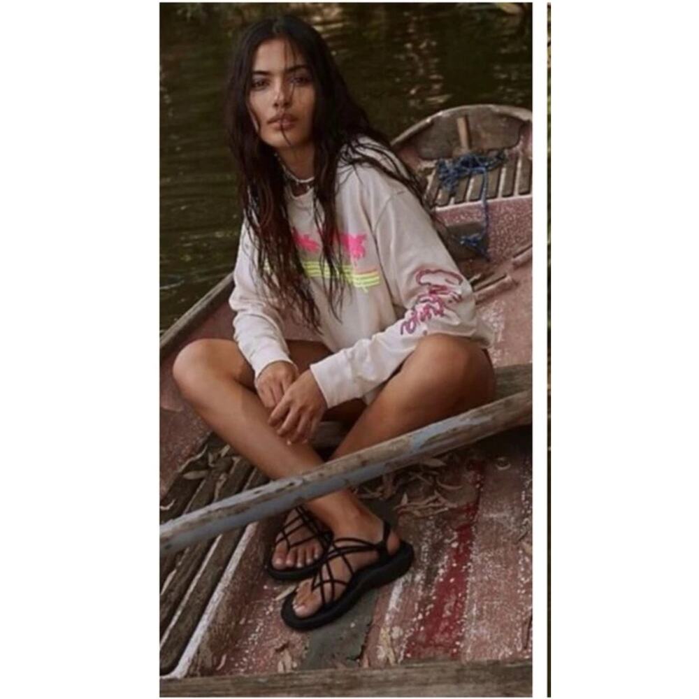 DAYDREAMER LA California Palms Long Sleeve Crop T-Shirt Size Large
